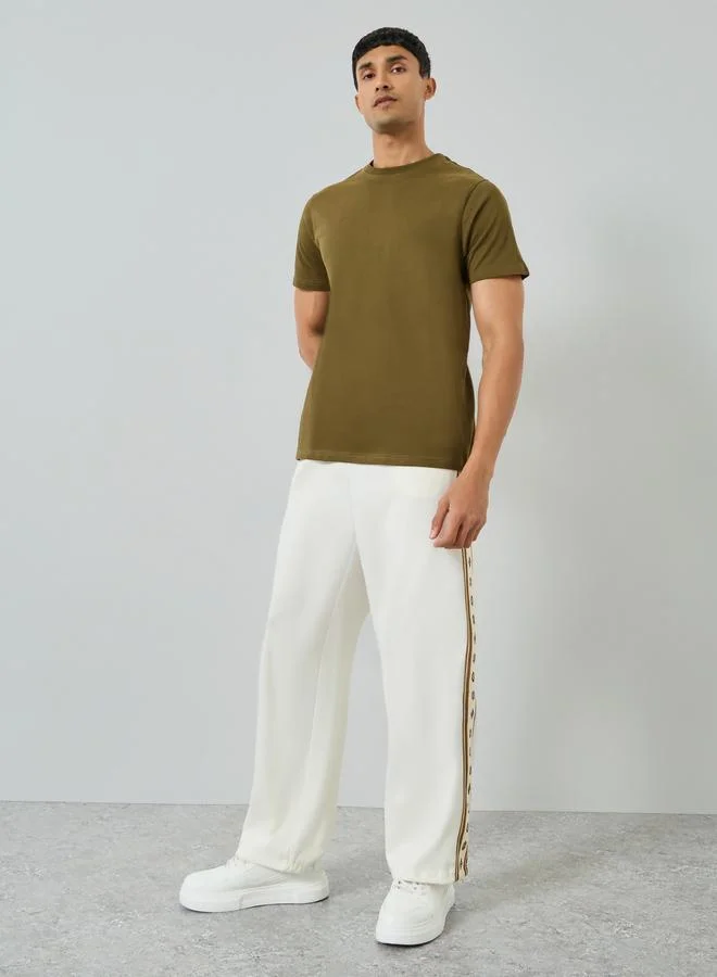 Men Off-White Relaxed Joggers with Side Tape